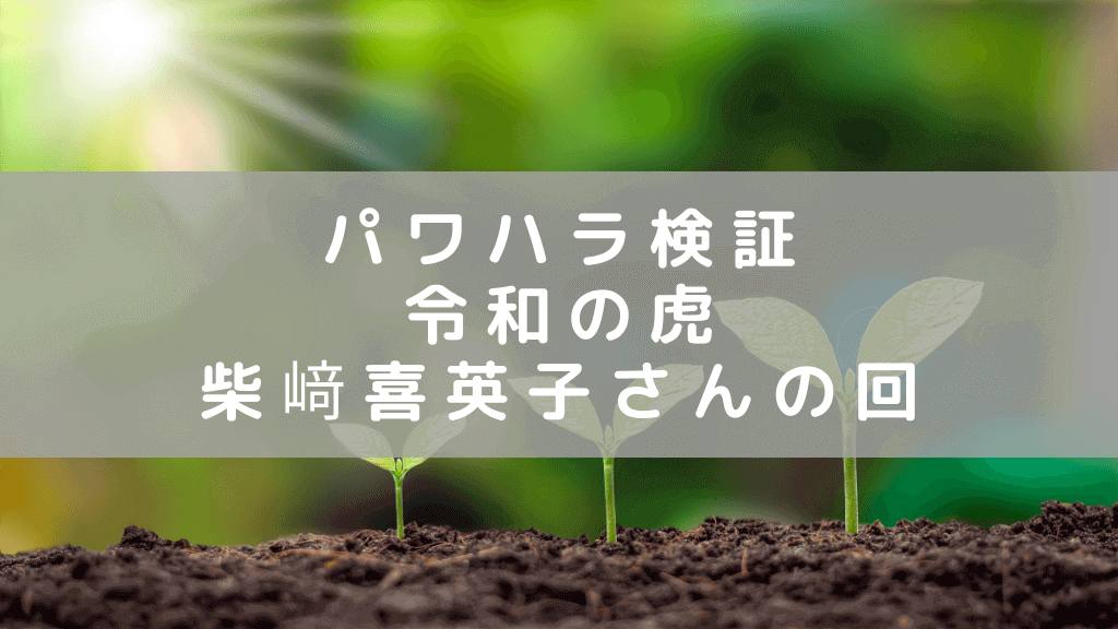 ≪パワハラ検証≫ 令和の虎「柴﨑喜英子さん」の問題回